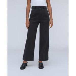 Everlane Wide Leg Pants Womens Size 8 Black The Organic High Rise Ankle NWT